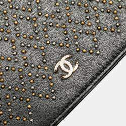 Chanel Black Lambskin Studded Wallet on Chain