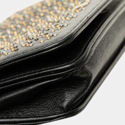 Chanel Black Lambskin Studded Wallet on Chain