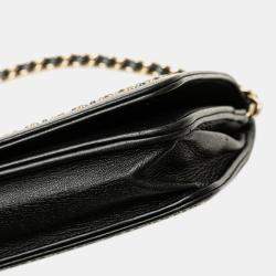 Chanel Black Lambskin Studded Wallet on Chain