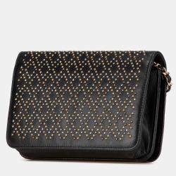 Chanel Black Lambskin Studded Wallet on Chain