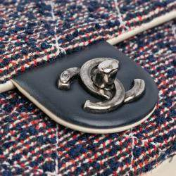 Chanel Navy Blue Medium Tweed Single Flap Shoulder Bag