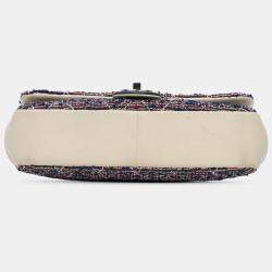 Chanel Navy Blue Medium Tweed Single Flap Shoulder Bag