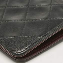 Pre Owned Chanel Black Quilted Leather L Yen Wallet