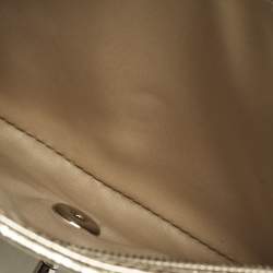 Pre Owned Chanel Gold Crackled Leather Medium Clams Pocket Flap Bag
