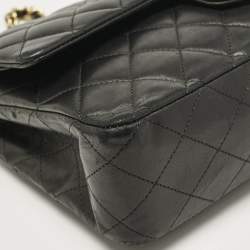 Pre Owned Chanel Black Quilted Leather Medium Classic Double Flap Bag