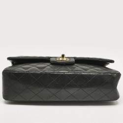 Pre Owned Chanel Black Quilted Leather Medium Classic Double Flap Bag