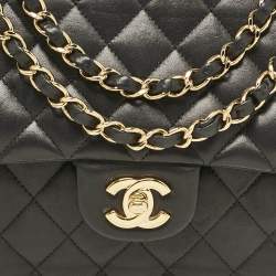 Pre Owned Chanel Black Quilted Leather Medium Classic Double Flap Bag