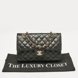 Pre Owned Chanel Black Quilted Leather Medium Classic Double Flap Bag