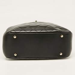 Pre Owned Chanel Black Quilted Leather Small Carry Chic Shopper Top Handle Bag