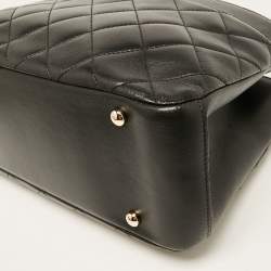 Pre Owned Chanel Black Quilted Leather Small Carry Chic Shopper Top Handle Bag