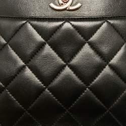 Pre Owned Chanel Black Quilted Leather Small Carry Chic Shopper Top Handle Bag