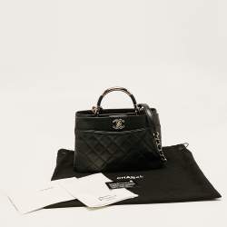 Pre Owned Chanel Black Quilted Leather Small Carry Chic Shopper Top Handle Bag