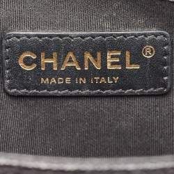 Pre Owned Chanel Black Quilted Caviar Leather Small Boy Flap Bag