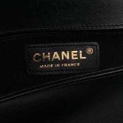 Pre Owned Chanel Black Textured Leather Small Boy Flap Bag