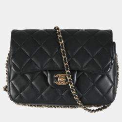 Chanel Black Quilted Lambskin Mini My Precious Pearls Flap Bag