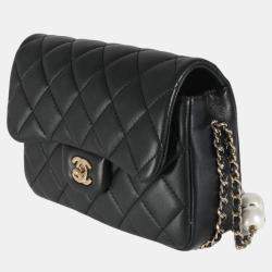 Chanel Black Quilted Lambskin Mini My Precious Pearls Flap Bag