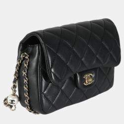 Chanel Black Quilted Lambskin Mini My Precious Pearls Flap Bag