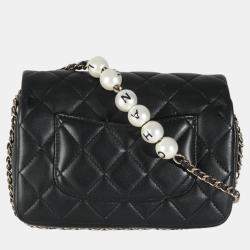 Chanel Black Quilted Lambskin Mini My Precious Pearls Flap Bag