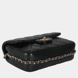 Chanel Black Quilted Lambskin Mini My Precious Pearls Flap Bag