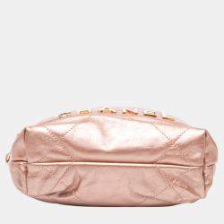 Chanel Pink Mini Metallic Quilted Calfskin 22 Satchel Bag