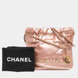 Chanel Pink Mini Metallic Quilted Calfskin 22 Satchel Bag