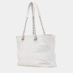 Chanel Grey Small Quilted Caviar Daily Shopping Tote Bag