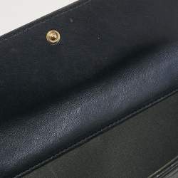 Chanel Navy Blue Leather Camellia Trifold Continental Wallet