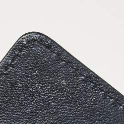 Chanel Navy Blue Leather Camellia Trifold Continental Wallet