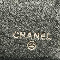 Chanel Navy Blue Leather Camellia Trifold Continental Wallet