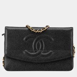 Chanel Black CC Caviar Wallet on Chain
