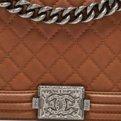 Pre Owned Chanel Brown Quilted Leather Medium Paris Dallas Boy Flap Bag