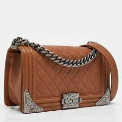 Pre Owned Chanel Brown Quilted Leather Medium Paris Dallas Boy Flap Bag