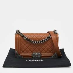 Pre Owned Chanel Brown Quilted Leather Medium Paris Dallas Boy Flap Bag