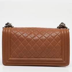 Pre Owned Chanel Brown Quilted Leather Medium Paris Dallas Boy Flap Bag