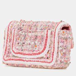 Chanel Pink Mini Rectangular Classic Tweed Braid Flap Bag