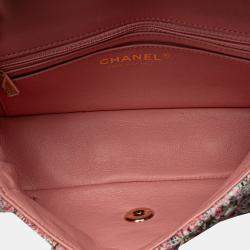 Chanel Pink Mini Rectangular Classic Tweed Braid Flap Bag