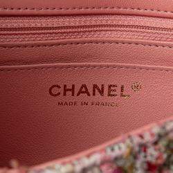 Chanel Pink Mini Rectangular Classic Tweed Braid Flap Bag