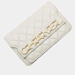 Chanel White Calfskin Enchained Flap Wallet on Chain