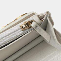 Chanel White Calfskin Enchained Flap Wallet on Chain