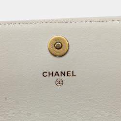 Chanel White Calfskin Enchained Flap Wallet on Chain