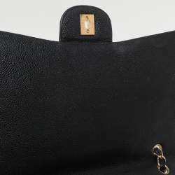Chanel Black Quilted Caviar Leather Maxi Classic Single Flap Bag