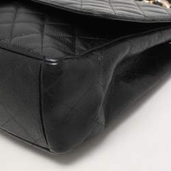 Chanel Black Quilted Caviar Leather Maxi Classic Single Flap Bag