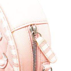 Chanel Pink Caviar Leather Striped CC Filigree Round Crossbody Bag
