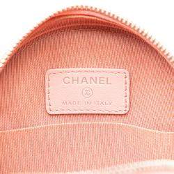Chanel Pink Caviar Leather Striped CC Filigree Round Crossbody Bag