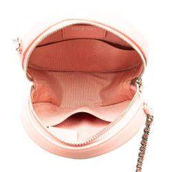Chanel Pink Caviar Leather Striped CC Filigree Round Crossbody Bag