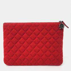 Chanel Multicolor Tweed Charm Decorated Medium Clutch Bag
