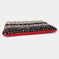 Chanel Multicolor Tweed Charm Decorated Medium Clutch Bag