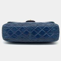 Pre Owned Chanel Blue Leather Vintage Castle Rock Tote Bag