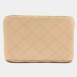 مملوكة مسبقًا حقيبة شانيل كلاسكية صغيرة دلو جلدية بيج