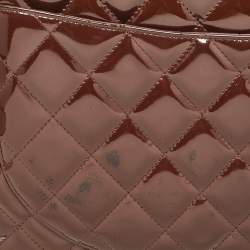 Pre Owned Chanel Burgundy Quilted Patent Leather Maxi Classic Single Flap Bag
